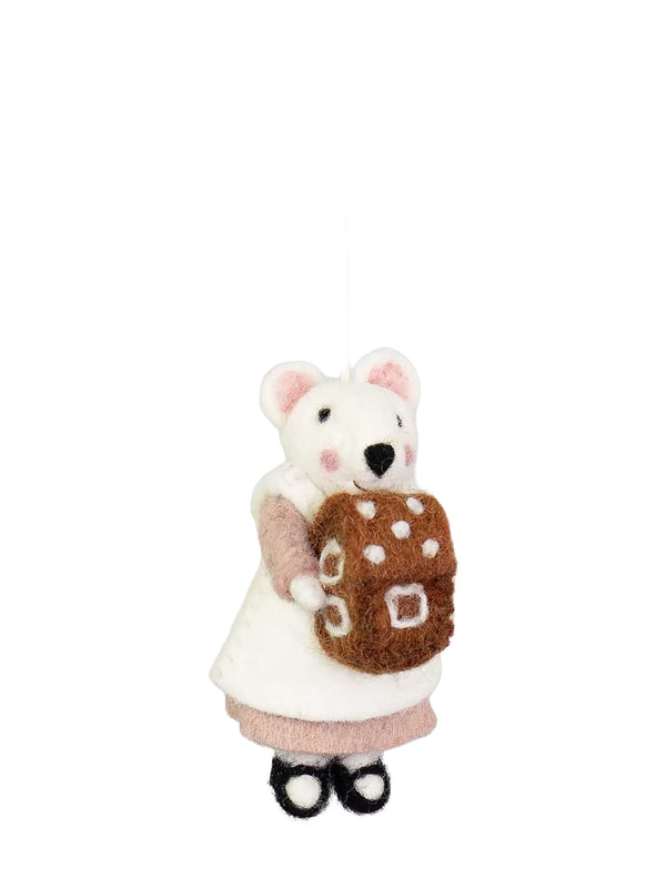 Mouse with house felted Christmas ornament