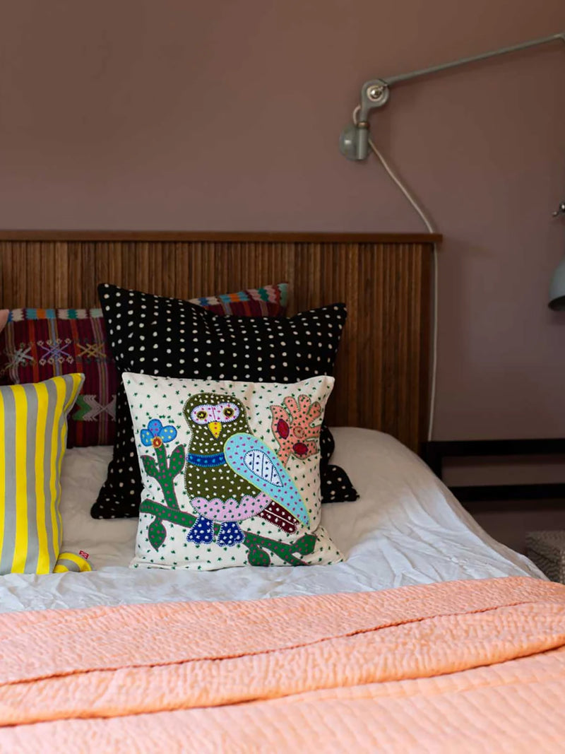 Owl square patchwork cushion cover (40×40cm)