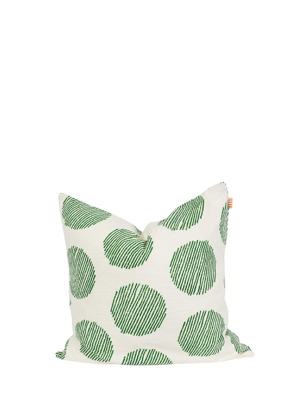 Striped ball cushion cover, green (50x50 cm)
