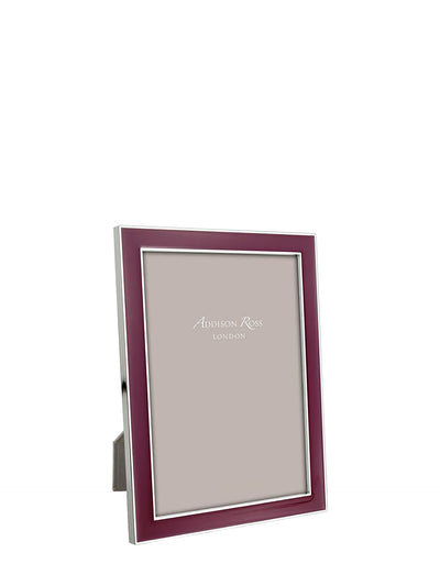 Plum and silver enamel picture frame, small (13 x 18 cm)