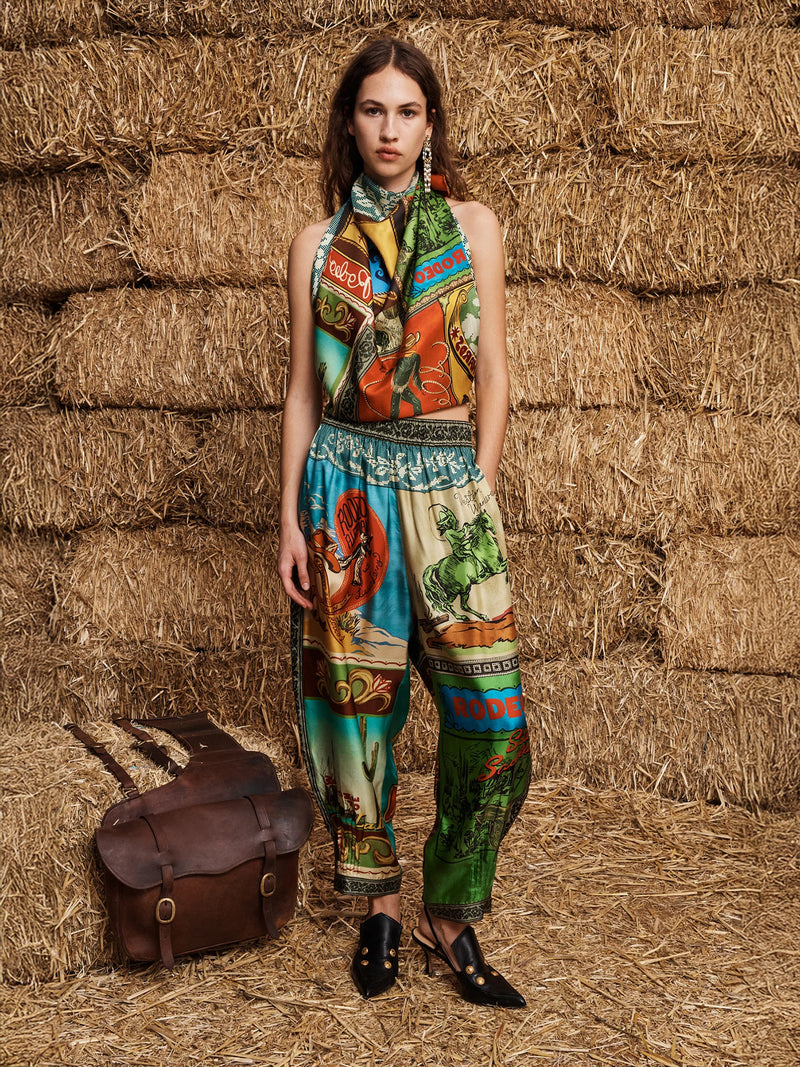 Ace tapered silk pant, multicoloured