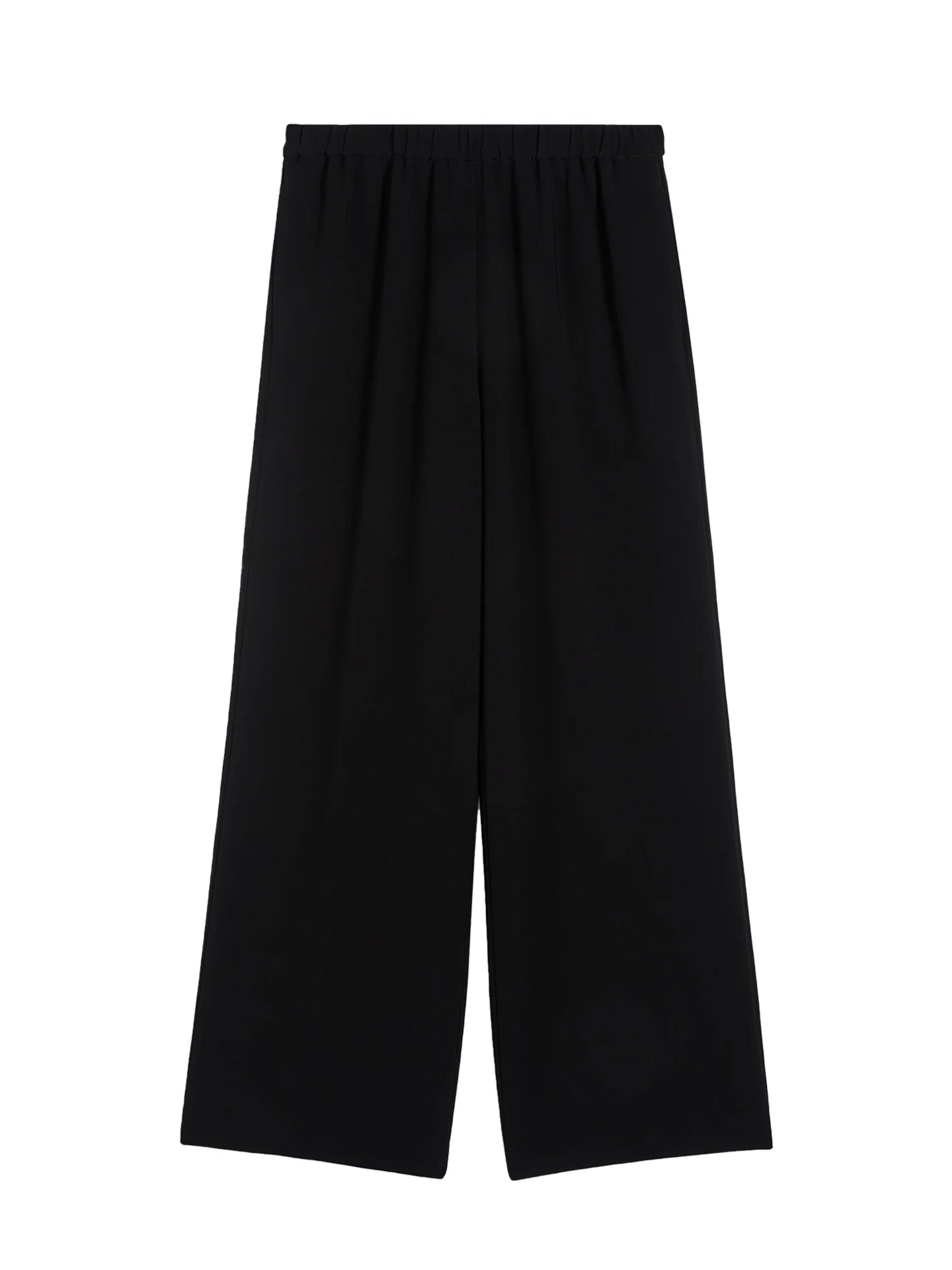 Cady crepe trousers with elastic back, black