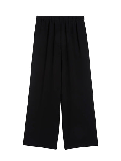 Cady crepe trousers with elastic back, black
