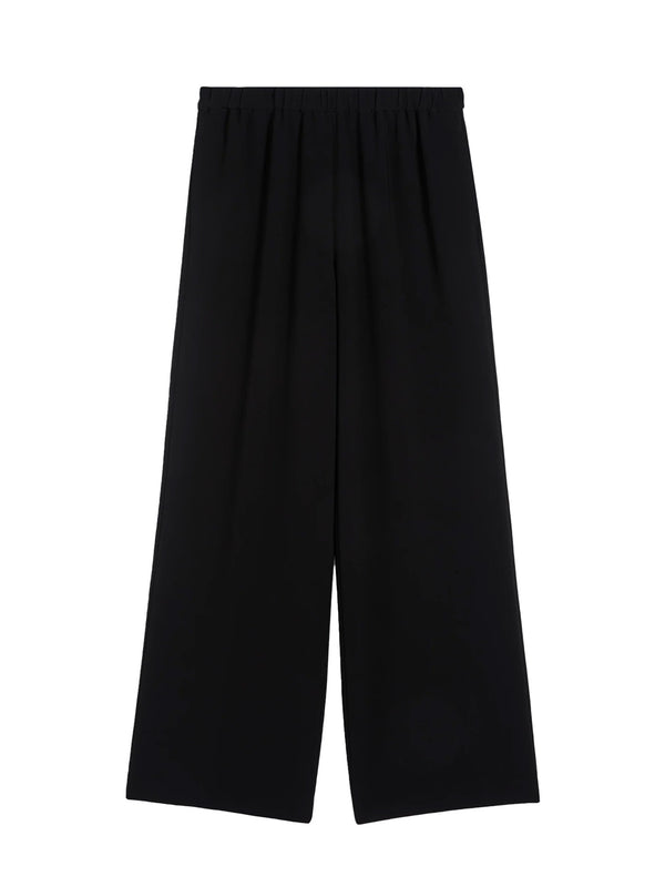 Cady crepe trousers with elastic back, black