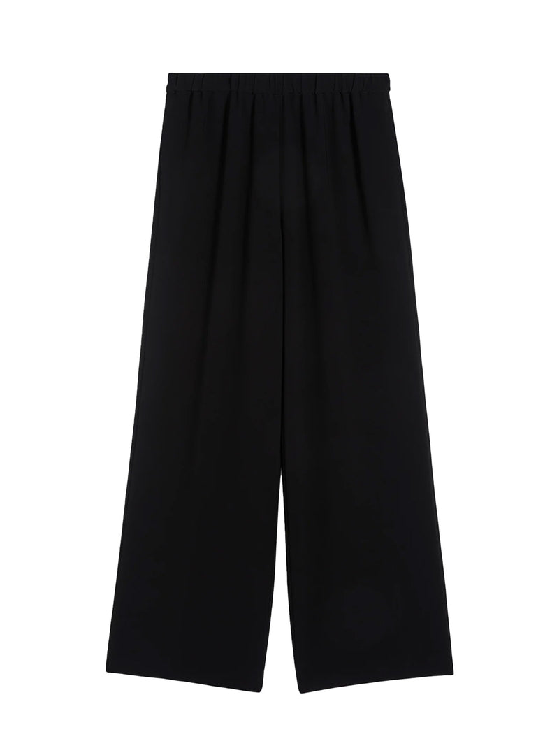 Cady crepe trousers with elastic back, black
