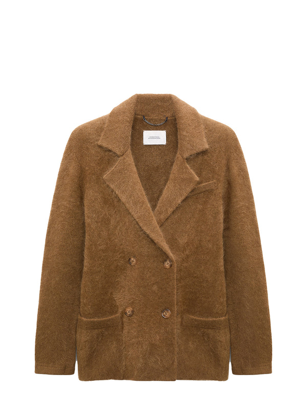 Fluffy statements double breasted jacket, brown