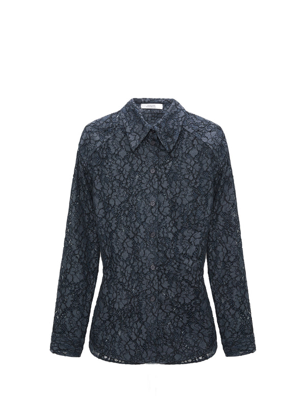 Powerful lace blouse, smoked pearl