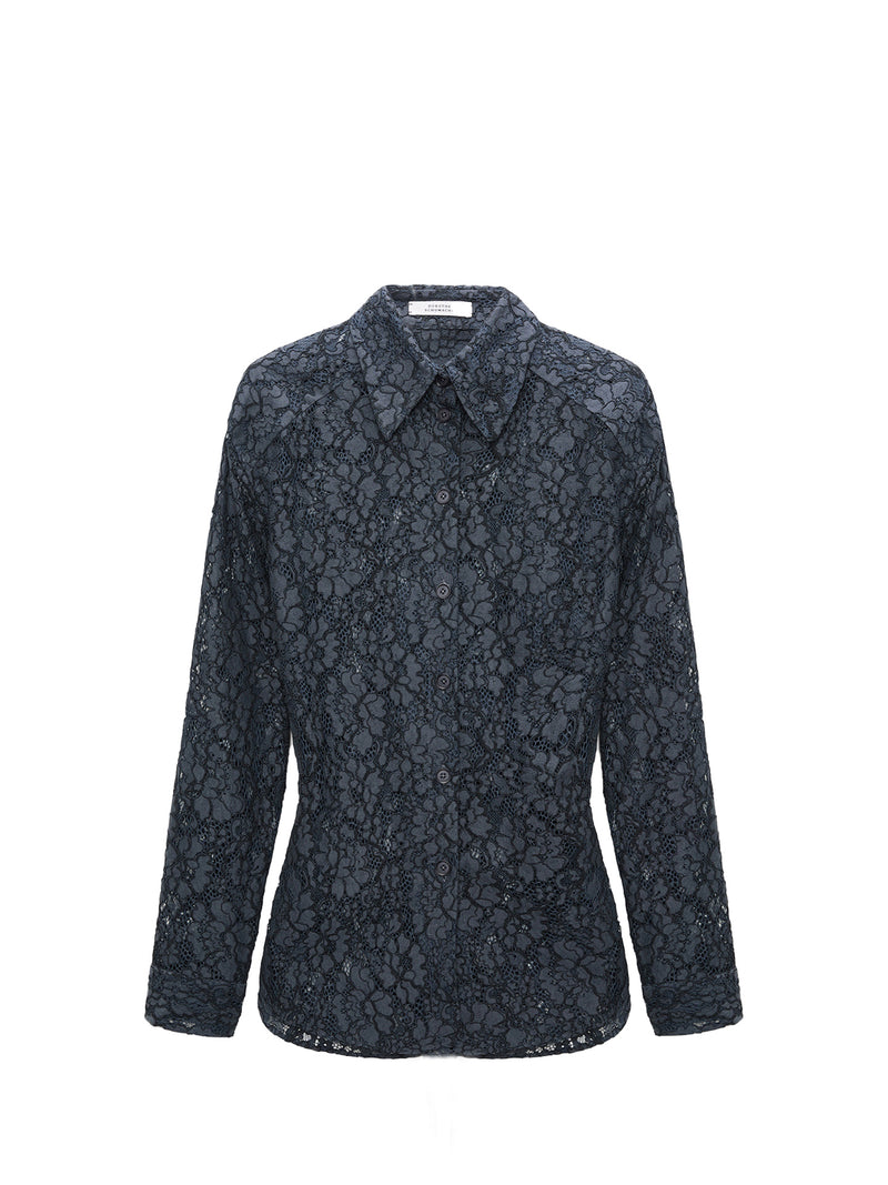 Powerful lace blouse, smoked pearl