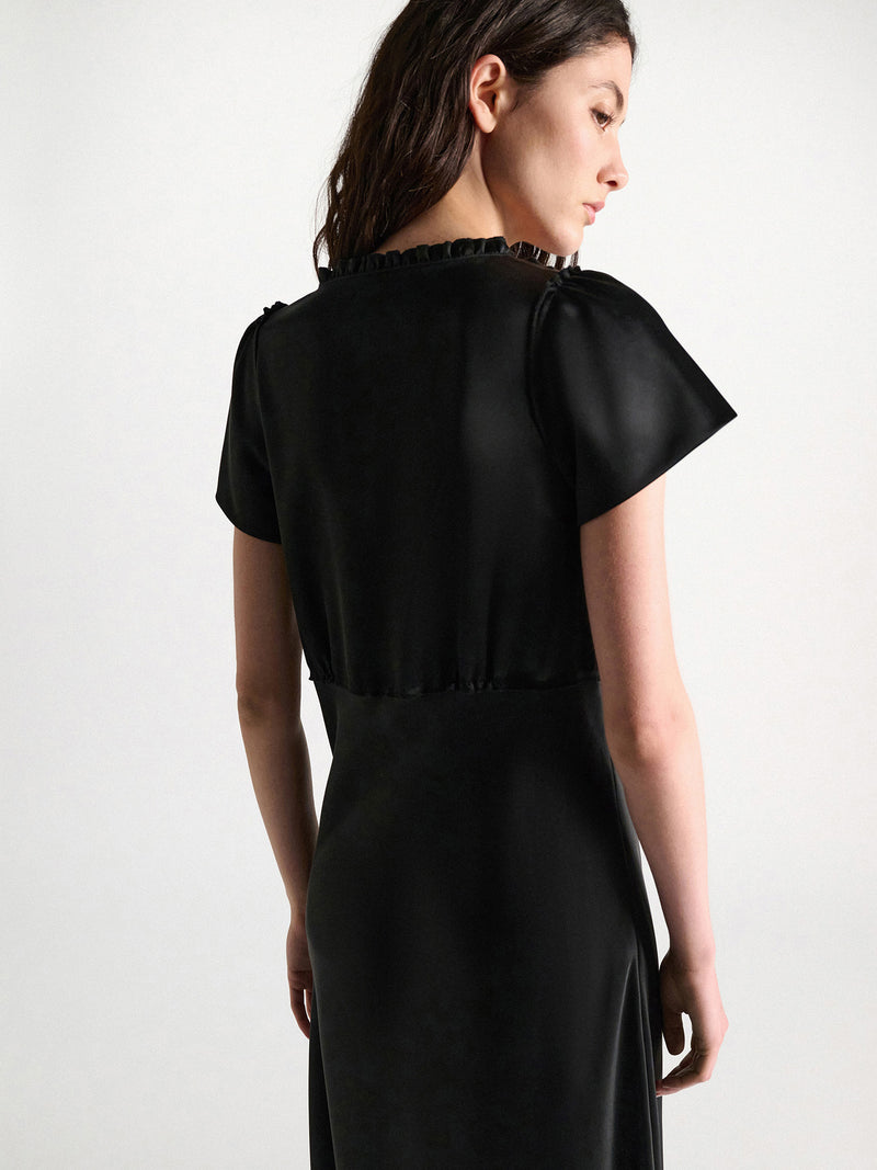 Shiny statement midi dress, black