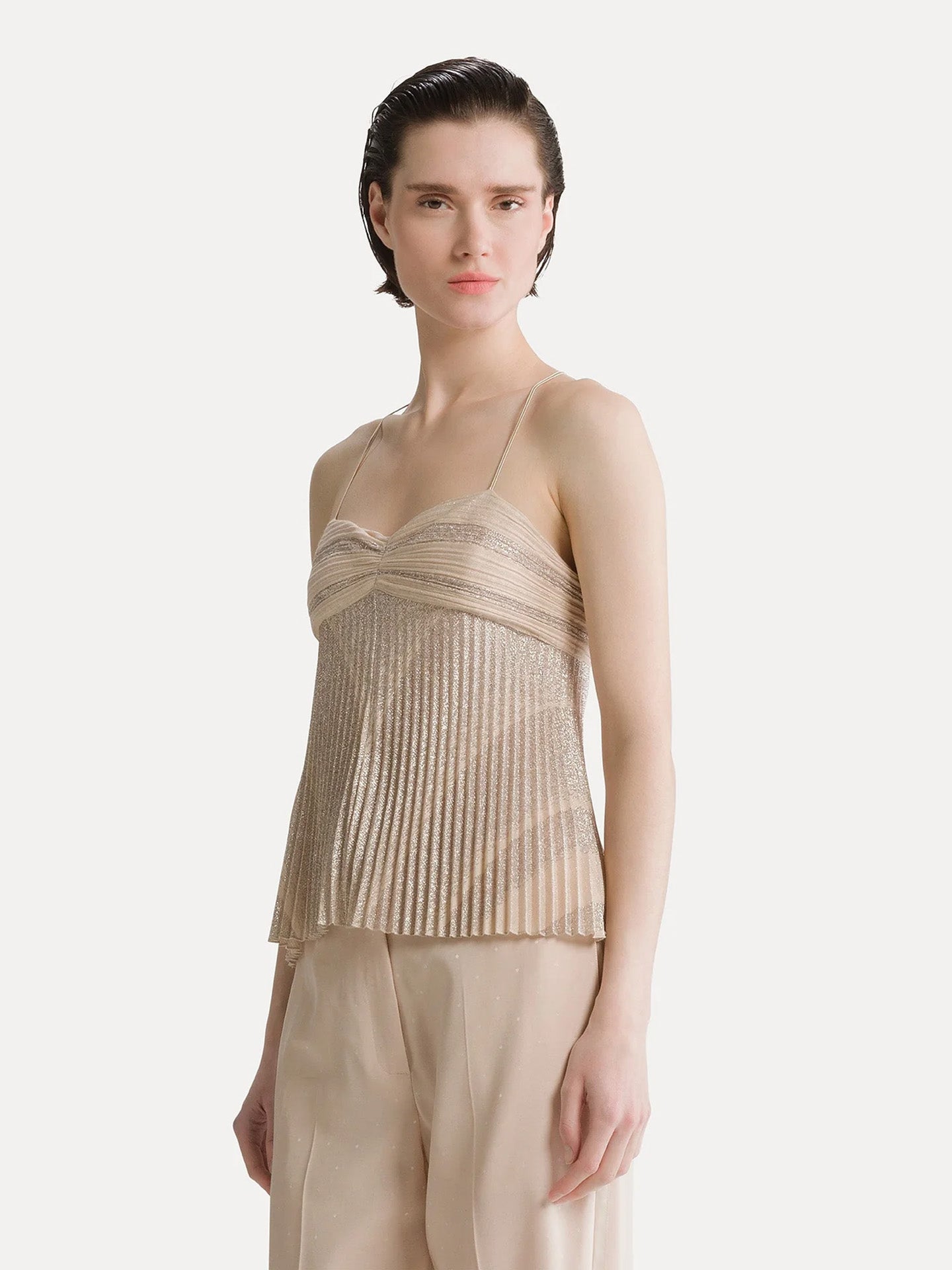 Rising sun soleil plisse' top, light pink
