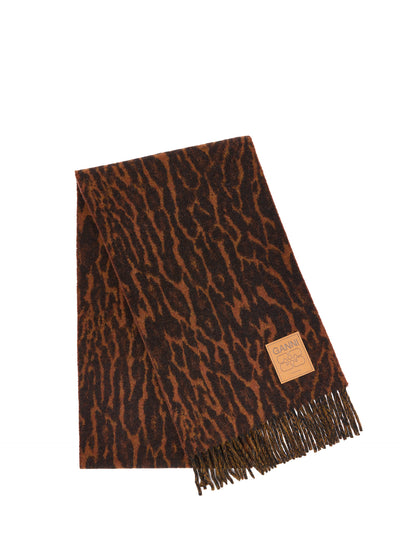 Compact wool scarf leopard, rawhide