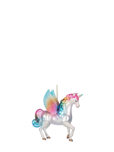 Rainbow flying unicorn glass ornament (13,5 cm)