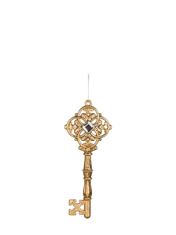 Gold jewel key ornament, diamond (16,5 cm)
