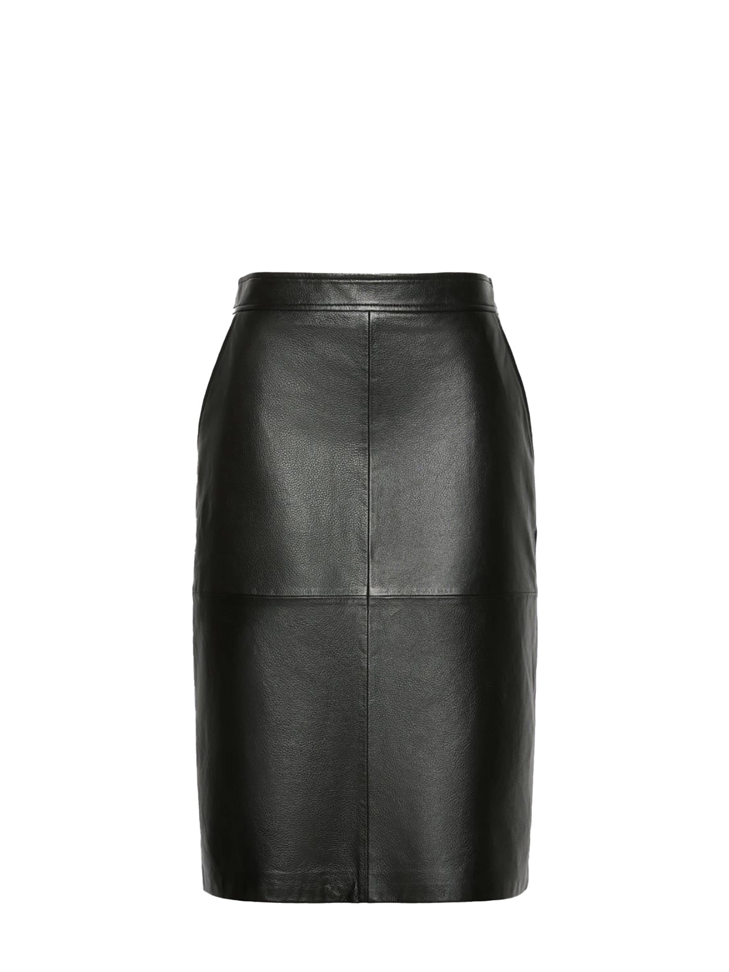 Hammered leather pencil skirt, black