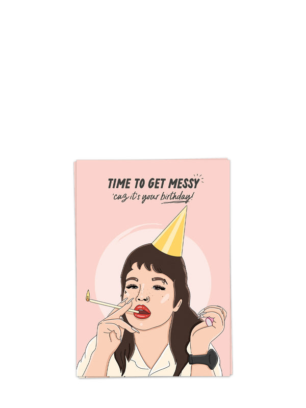 Messy birthday card (Lola Young)