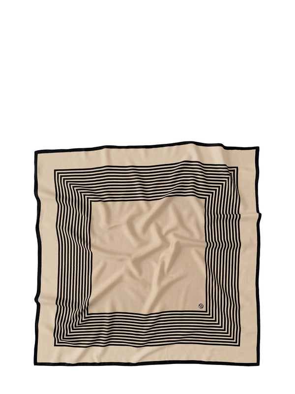 Striped wool scarf, sand (90cm)