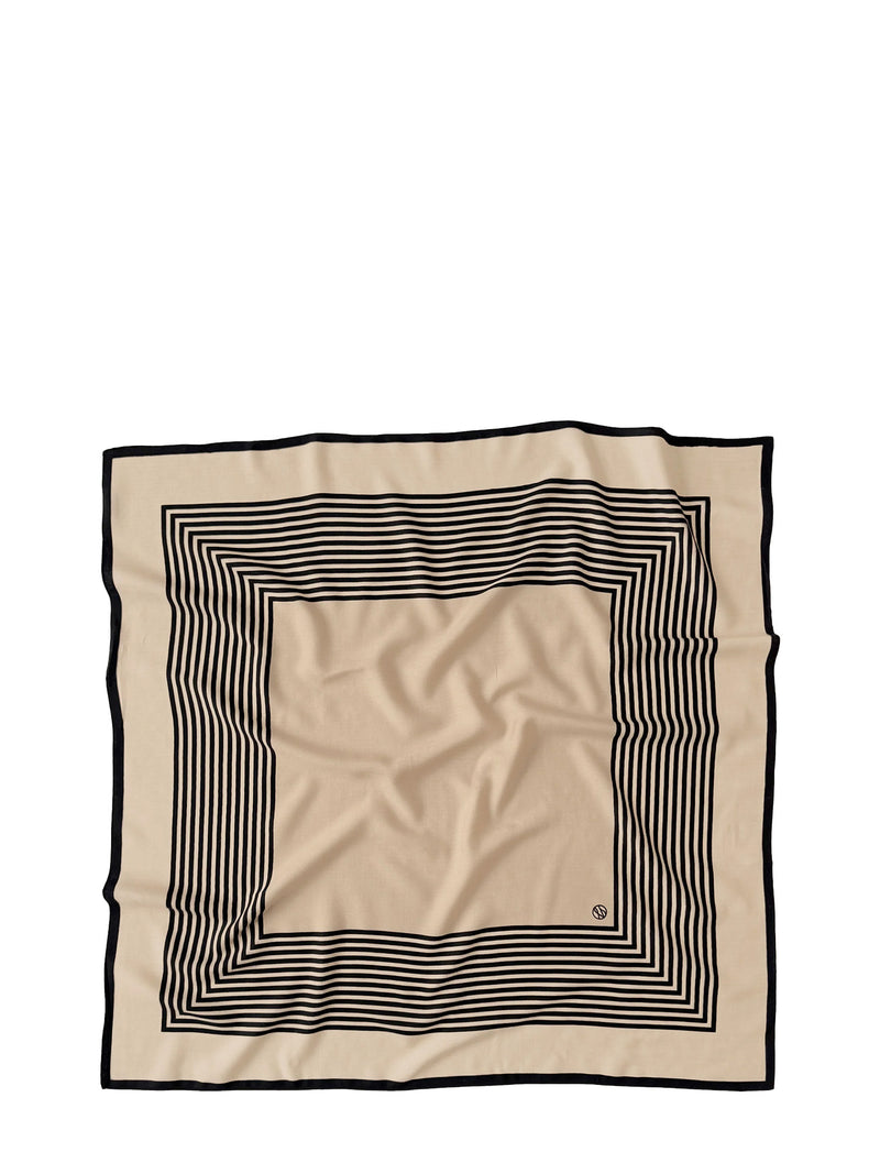 Striped wool scarf, sand (90cm)