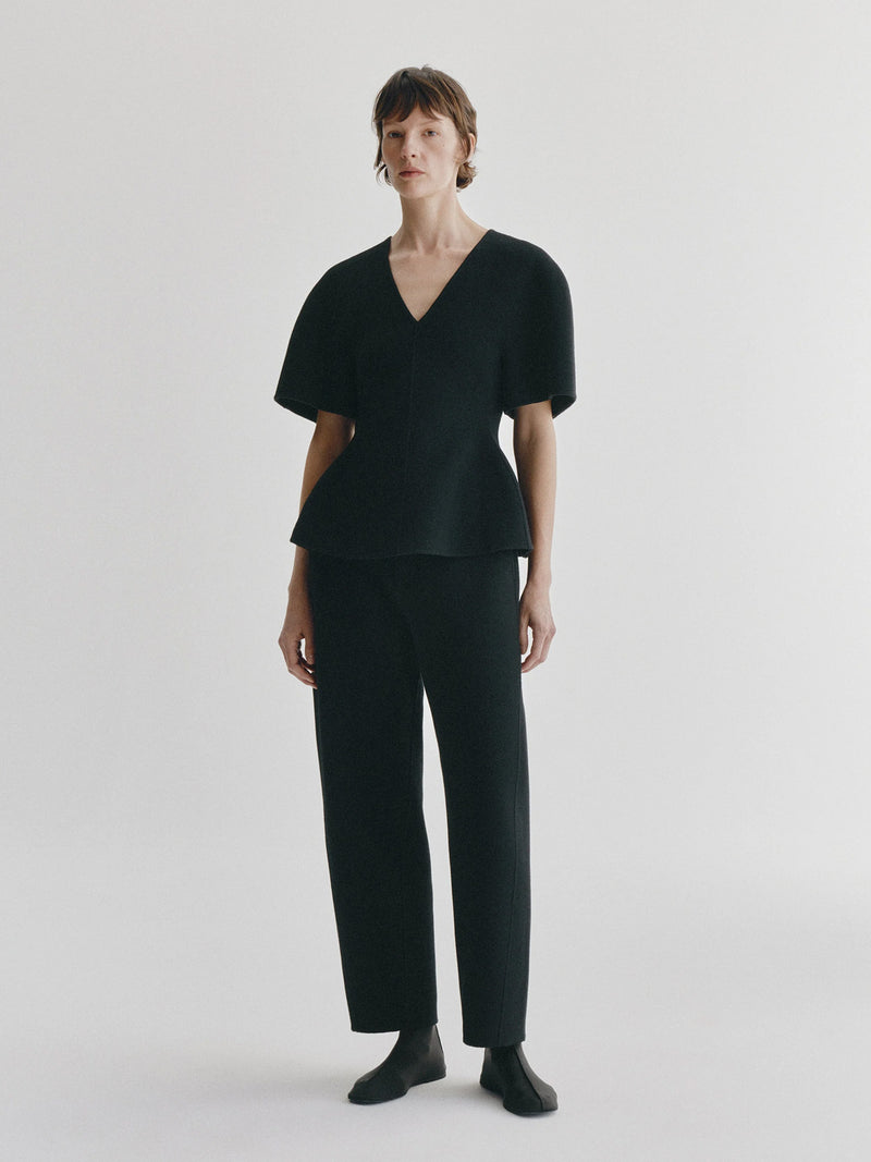 Doublé v neck top, black