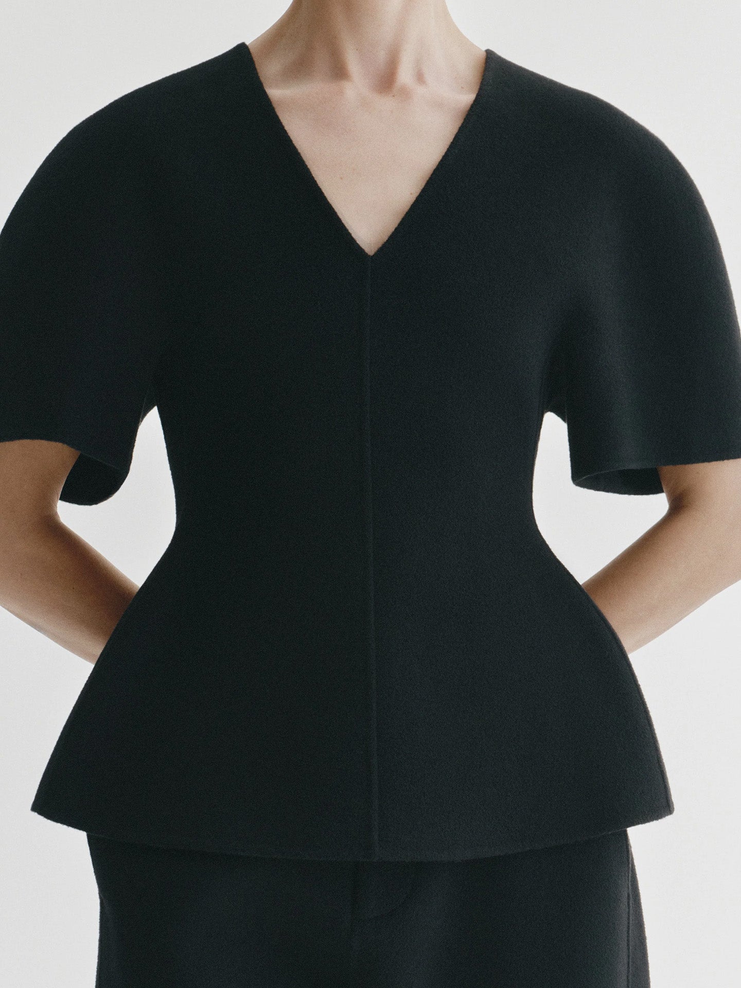 Doublé v neck top, Black