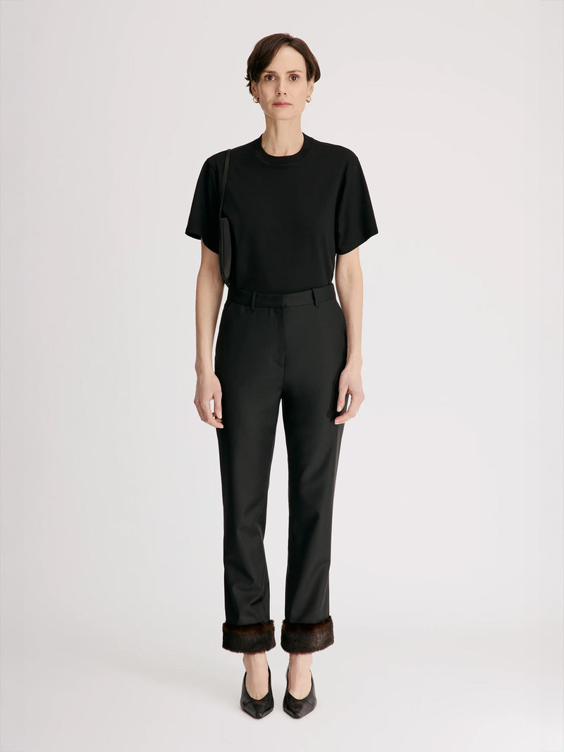 Haden straight trousers with faux fur trim, black/grizzly