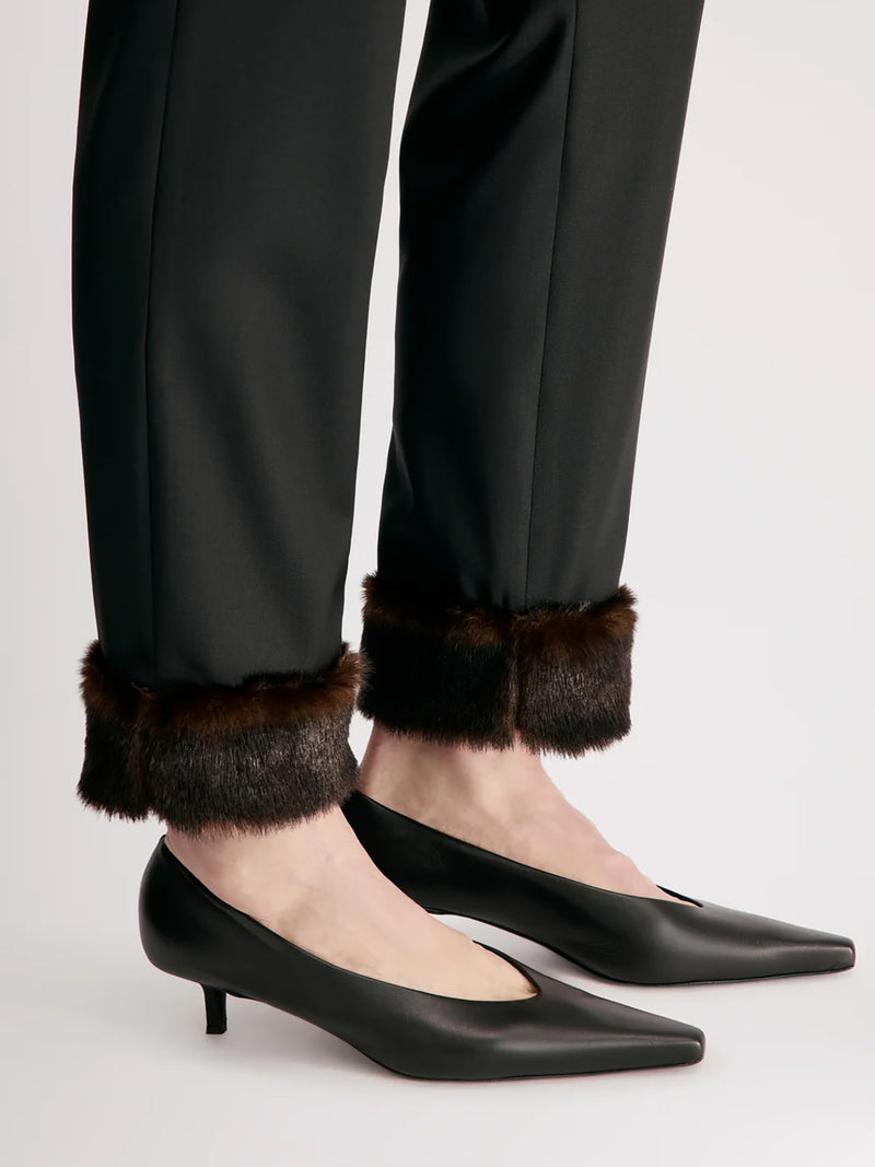 Haden straight trousers with faux fur trim, black/grizzly