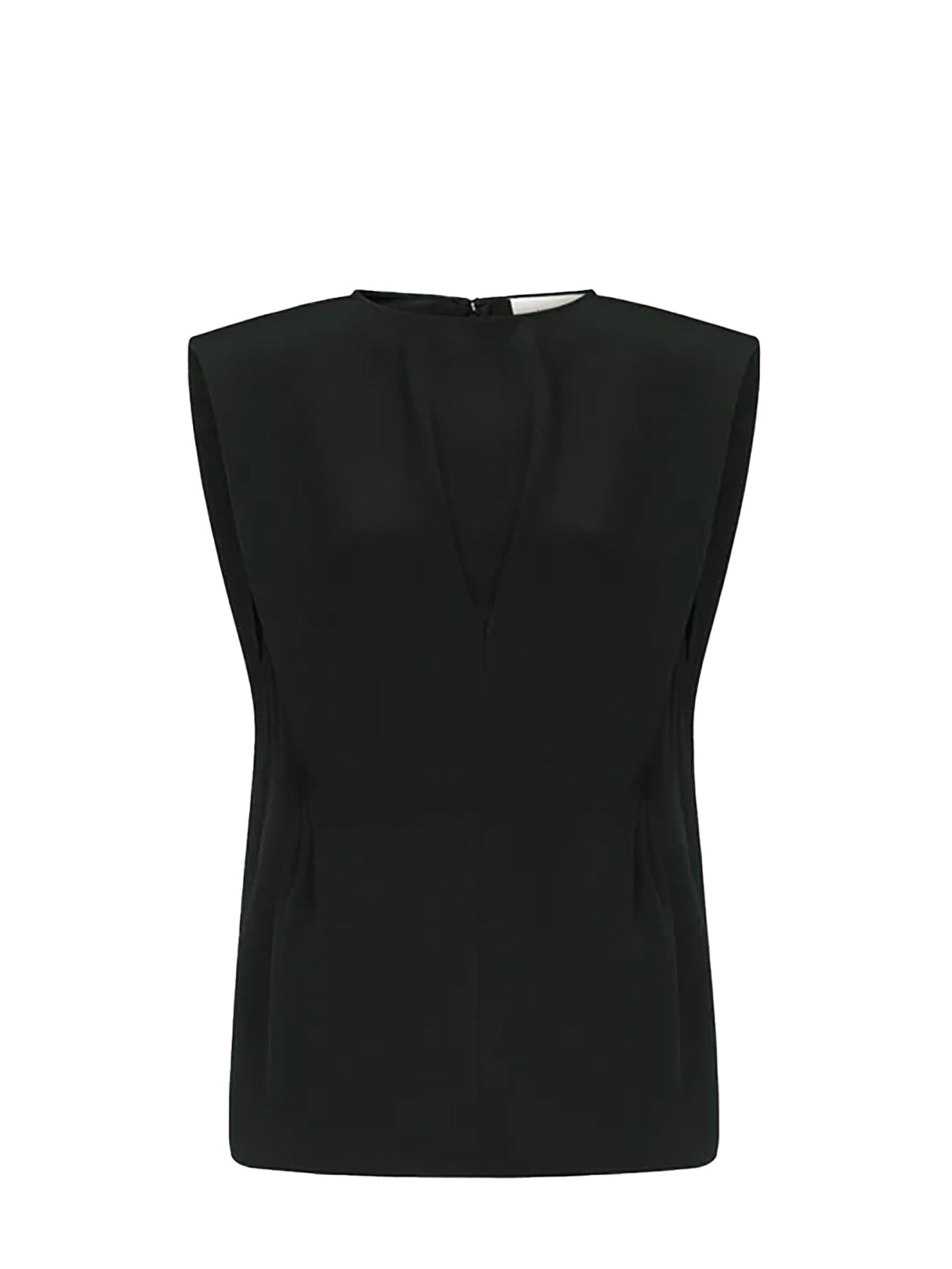 Cory pleated silk top, black
