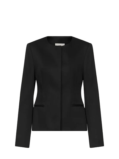 Ema collarless tailored jacket, black