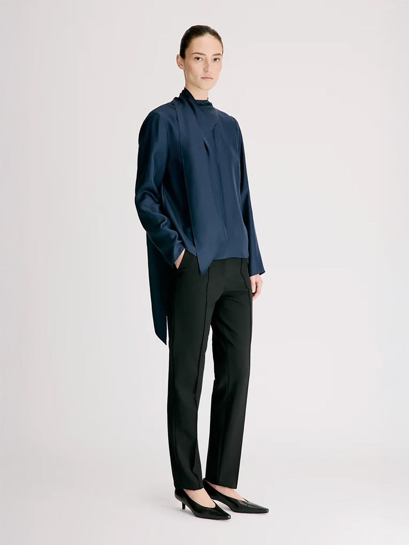 Gala foulard silk blouse, navy