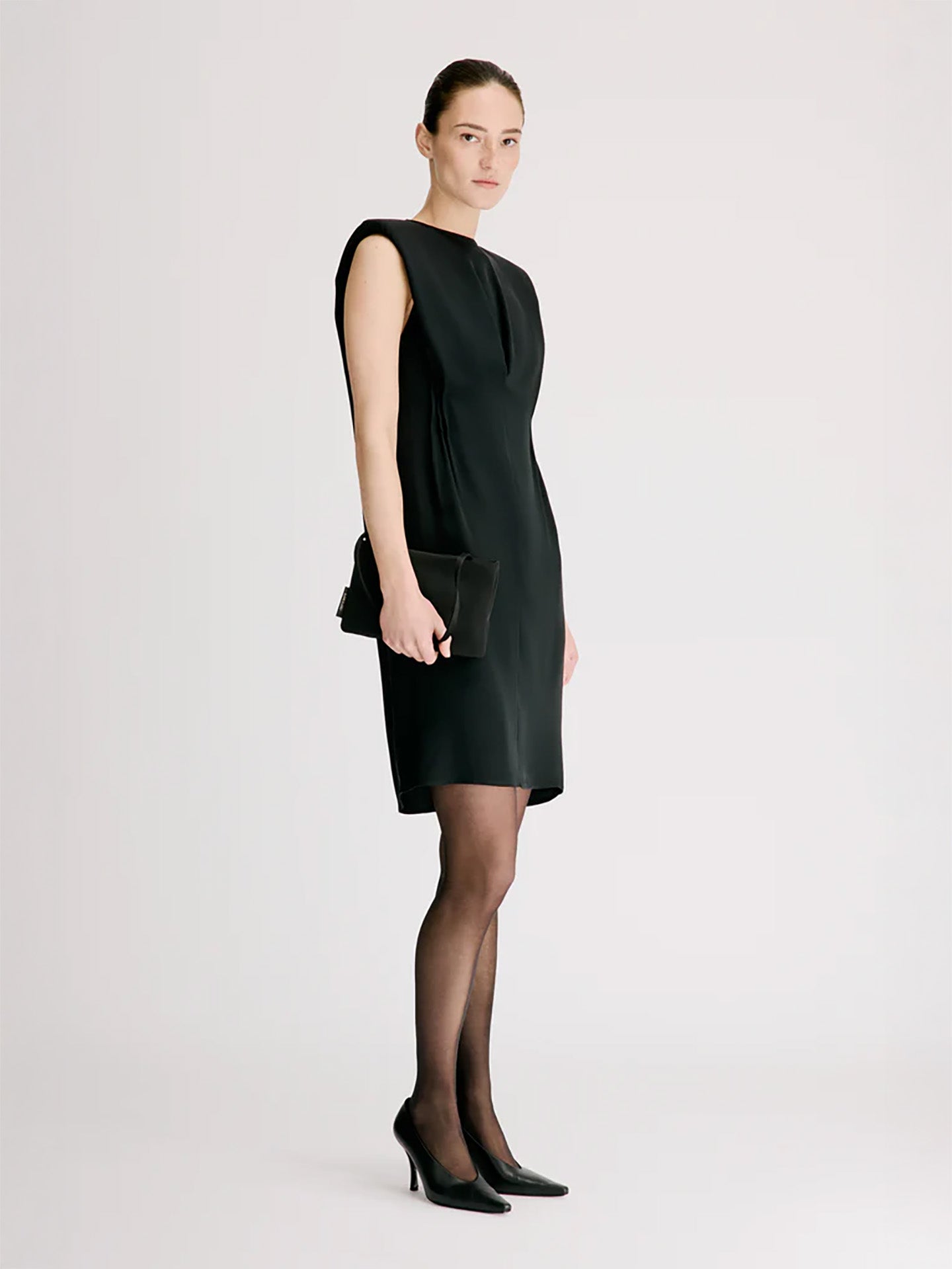 Lio pleated midi-dress, black