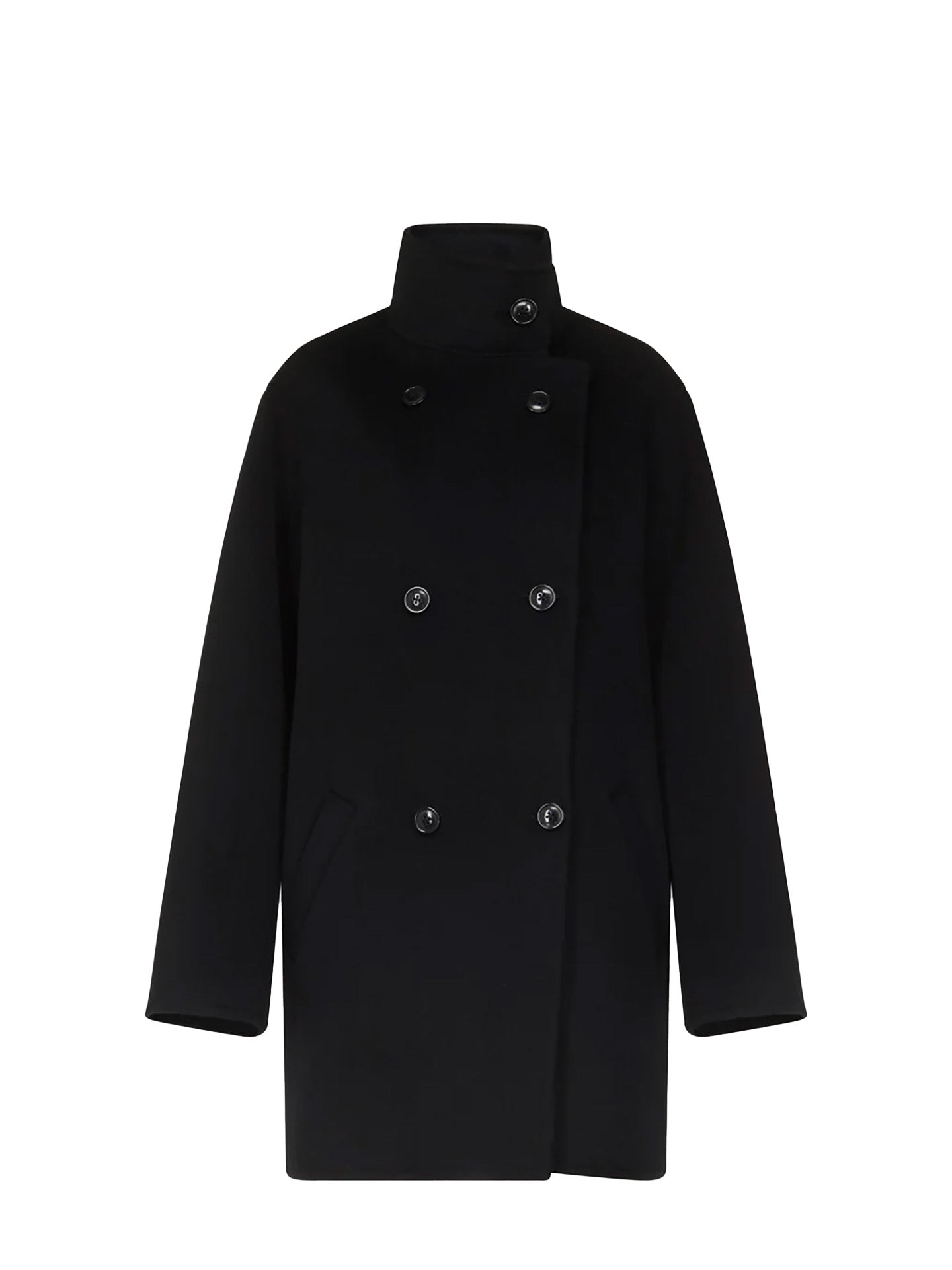 Olmo high-neck wool-cashmere coat, black