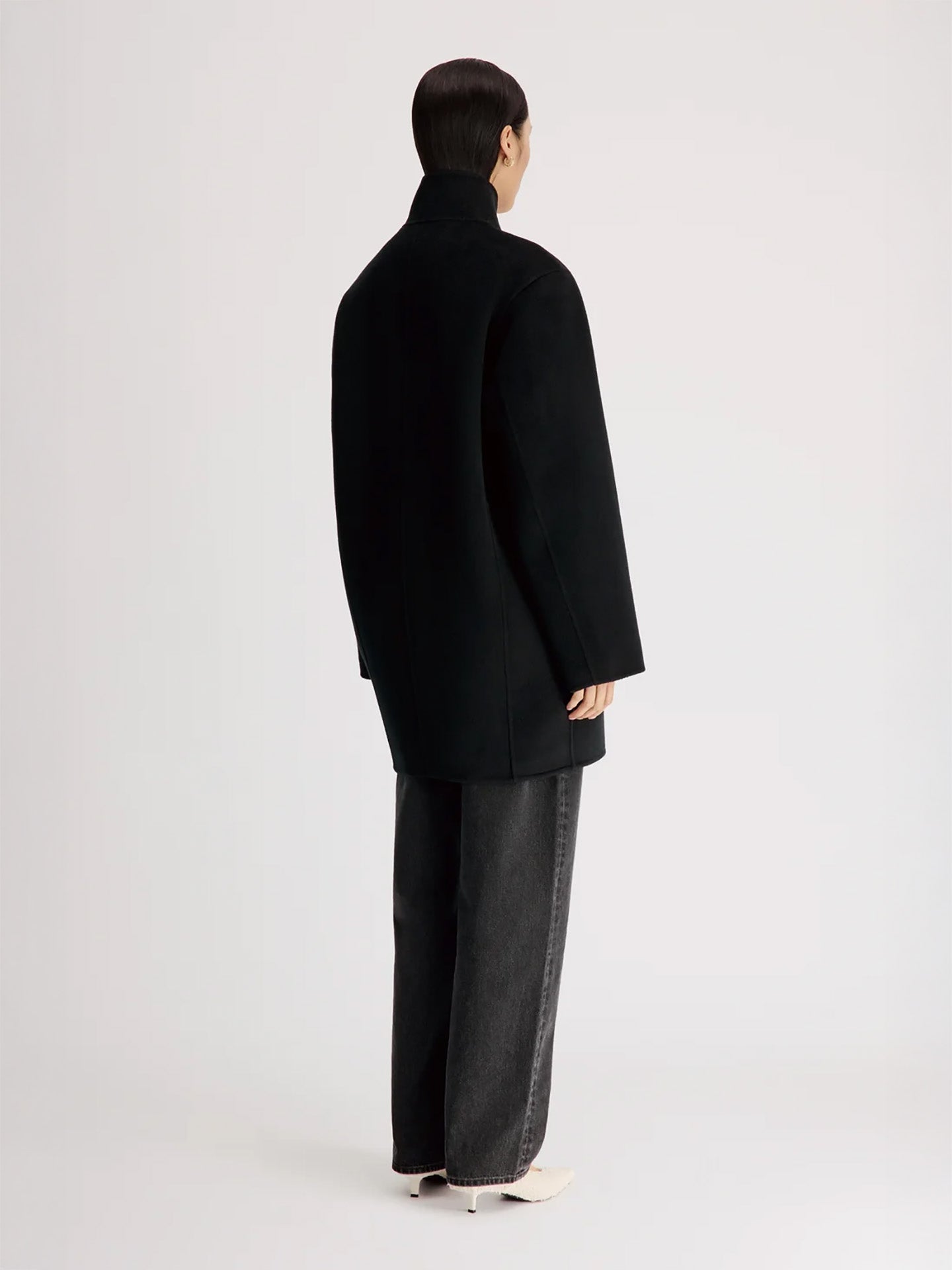 Olmo high-neck wool-cashmere coat, black