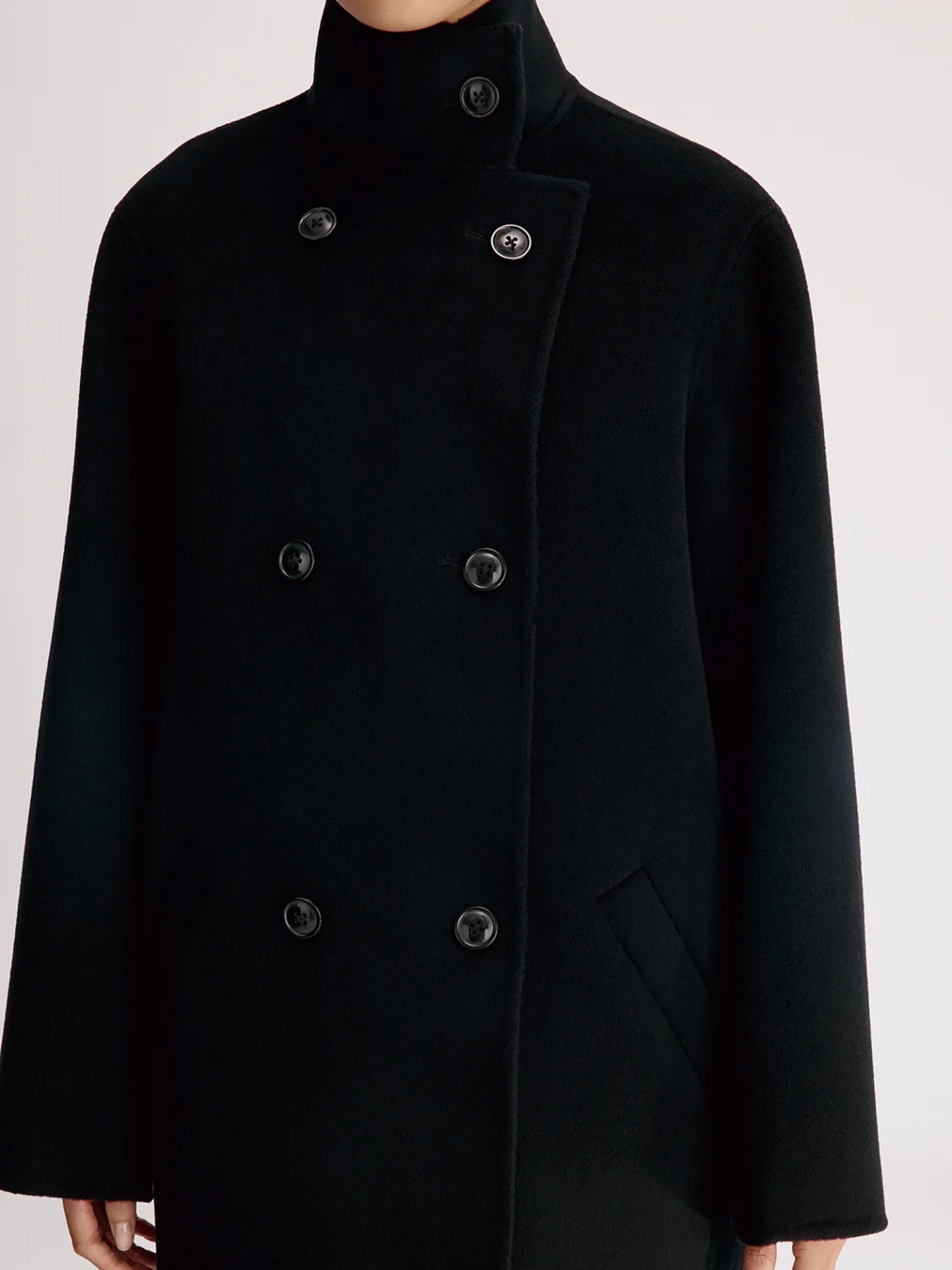 Olmo high-neck wool-cashmere coat, black