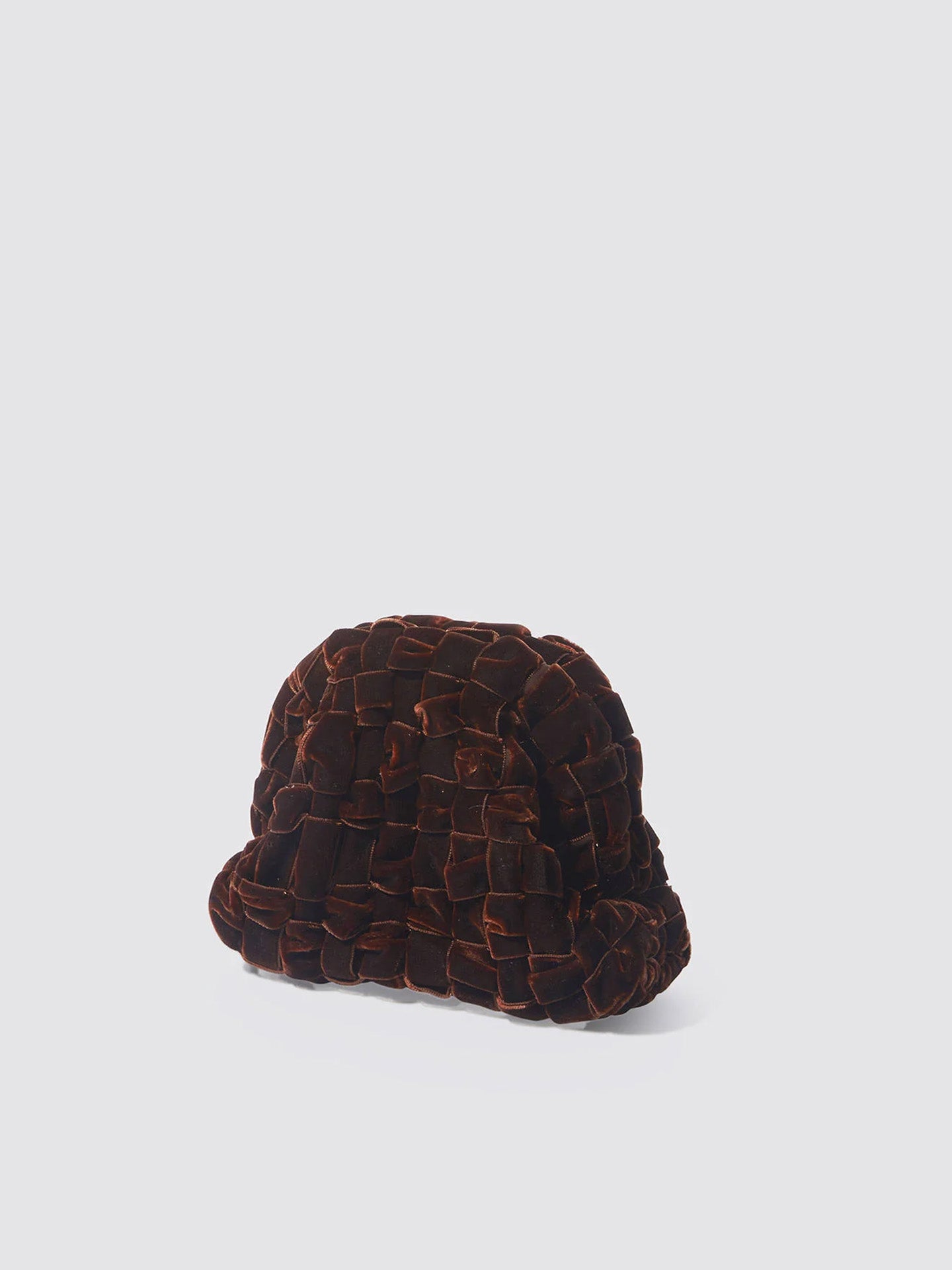 Handwoven velvet Mini Game bag, brown