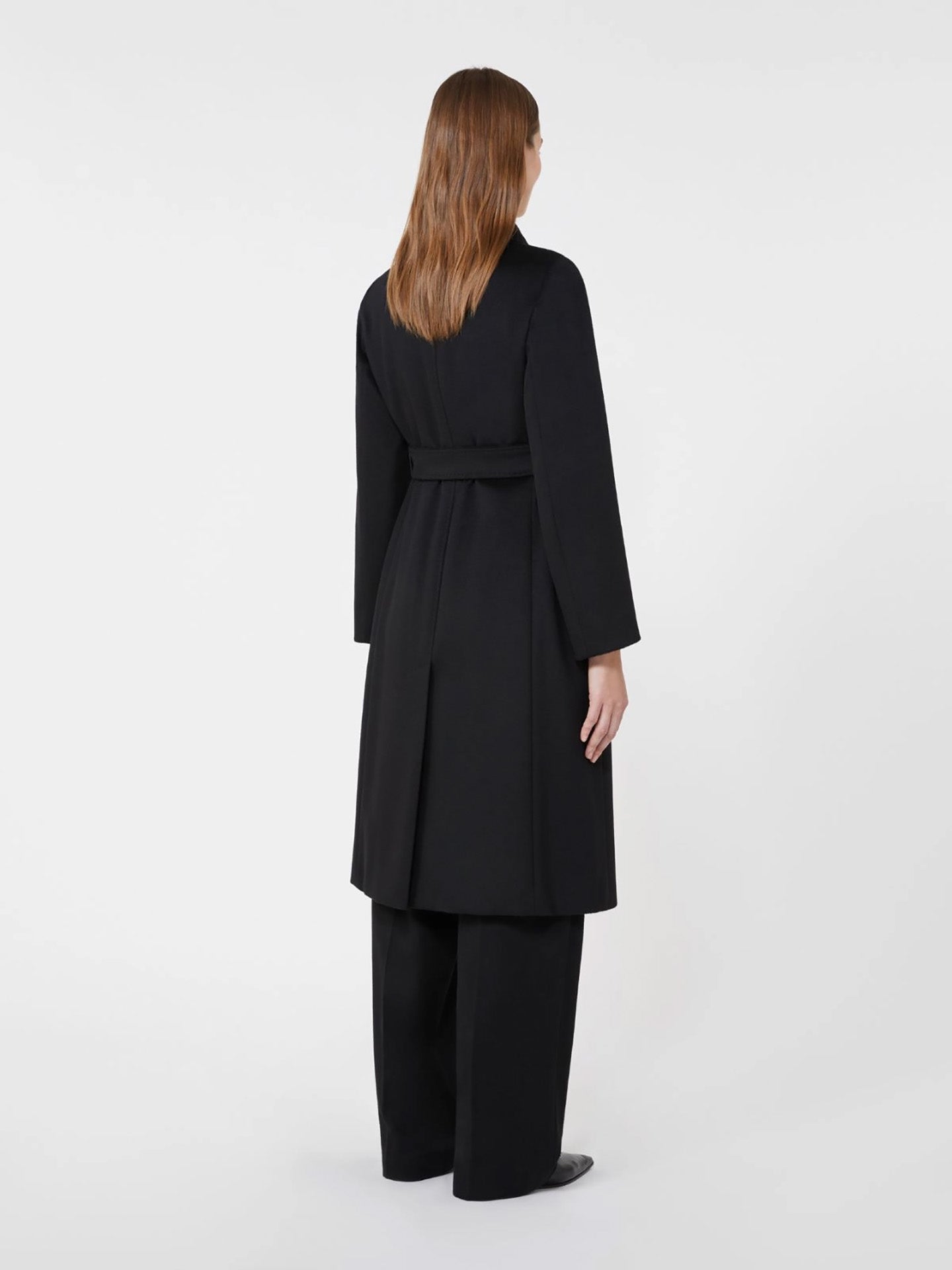 Double breasted virgin wool coat, black