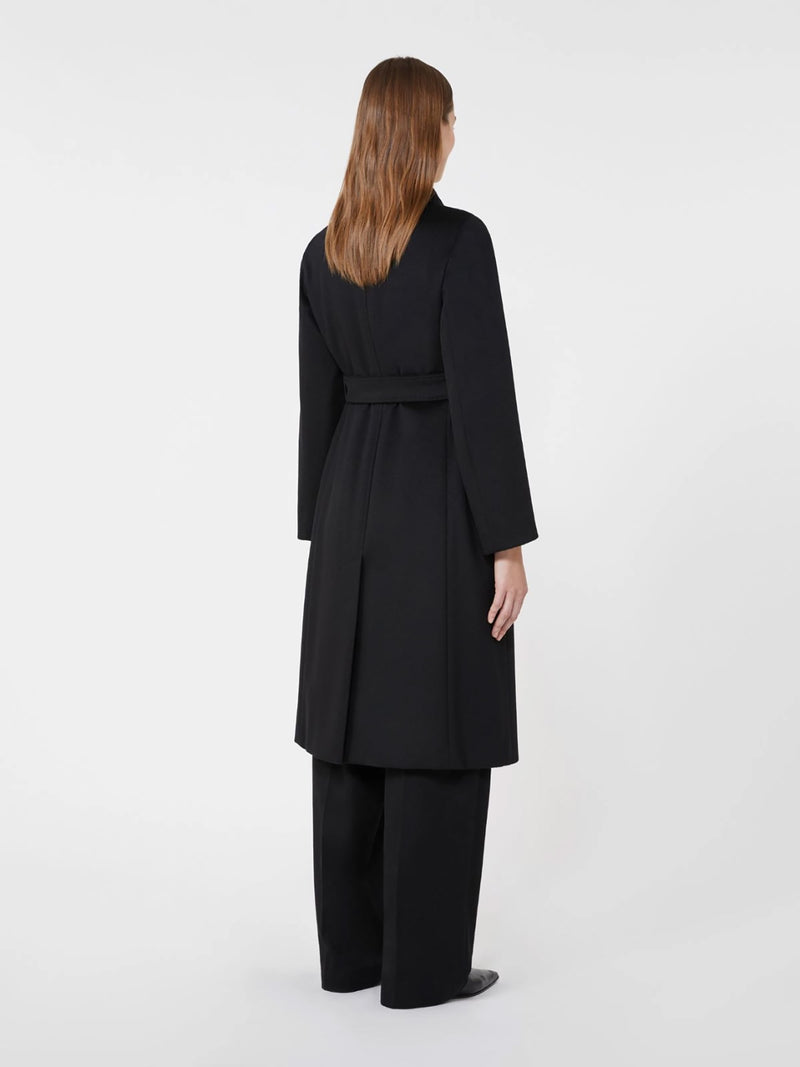 Double breasted virgin wool coat, black