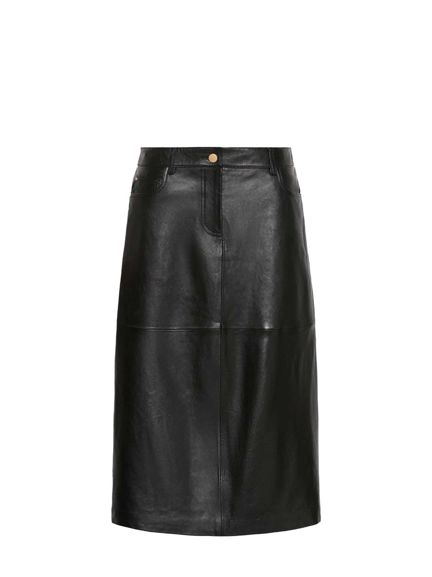 Nappa leather A-line skirt, black