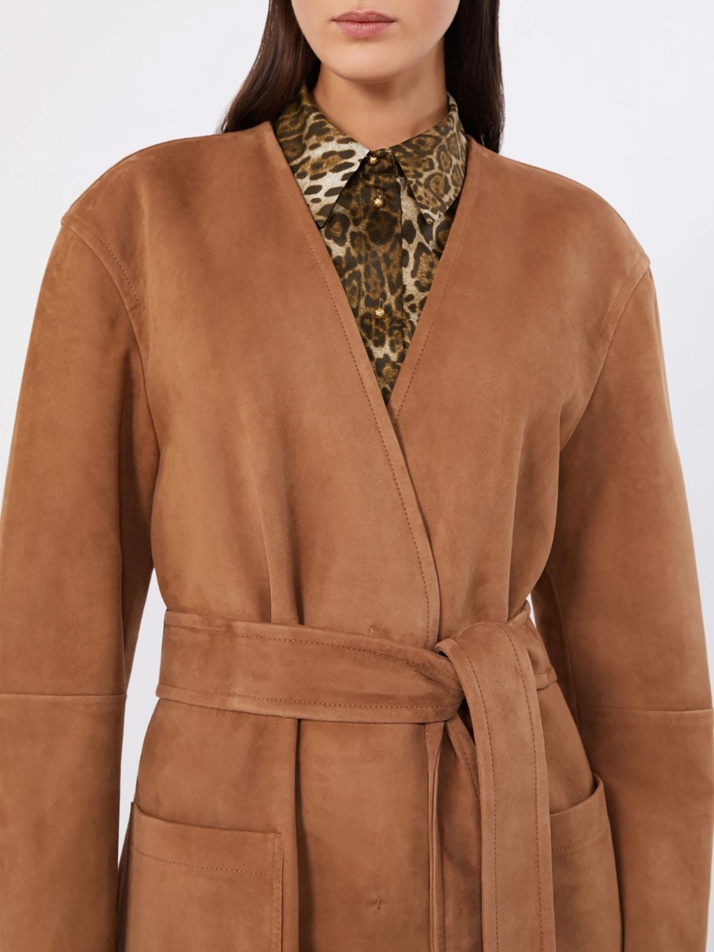 Suede duster coat, camel