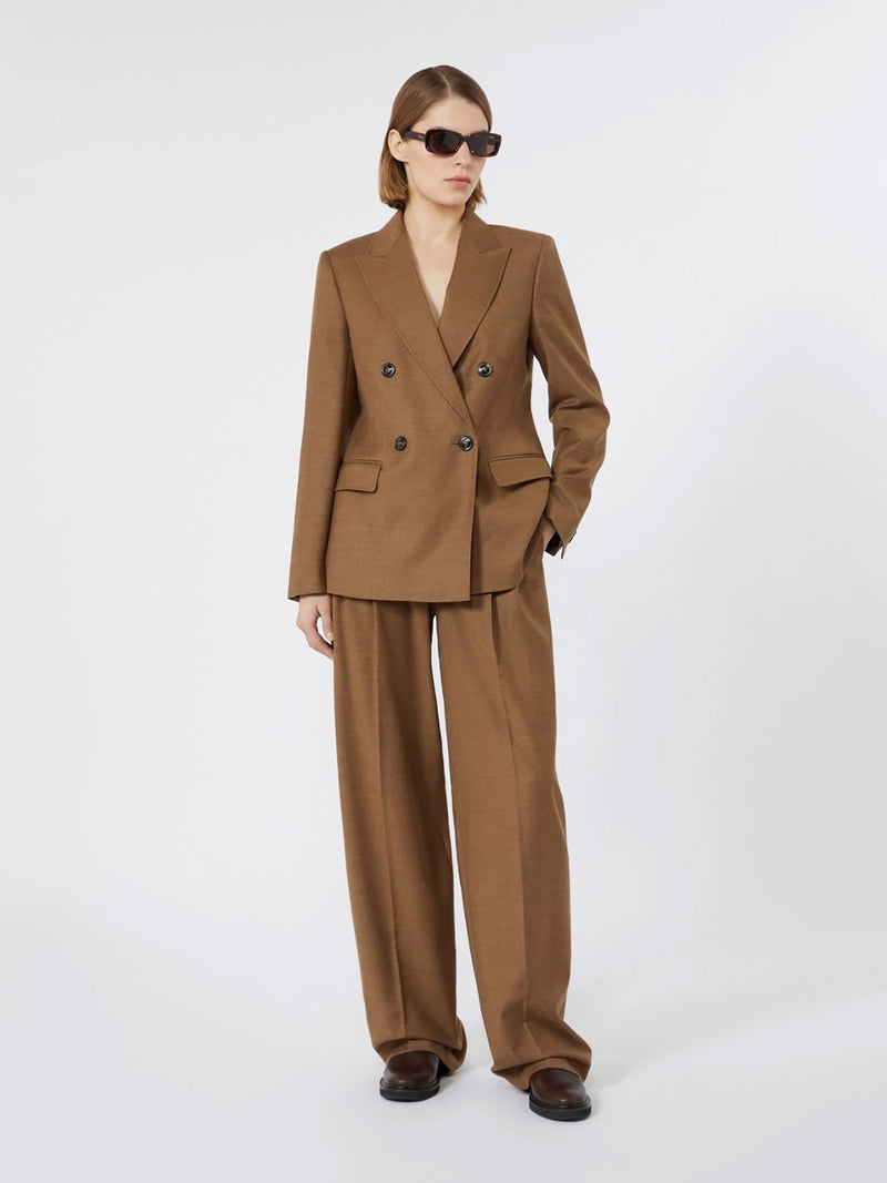 Uditore wool double breasted blazer jacket, tobacco