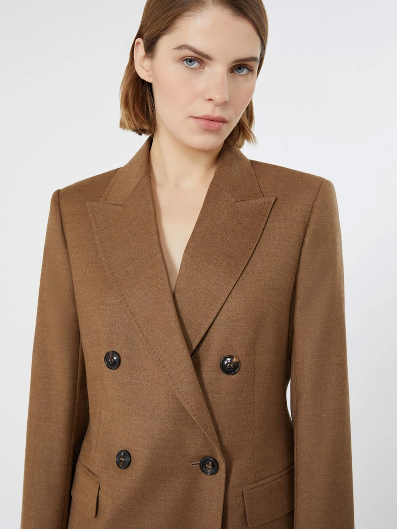 Uditore wool double breasted blazer jacket, tobacco