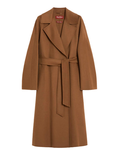 Wool-silk wrap coat, camel