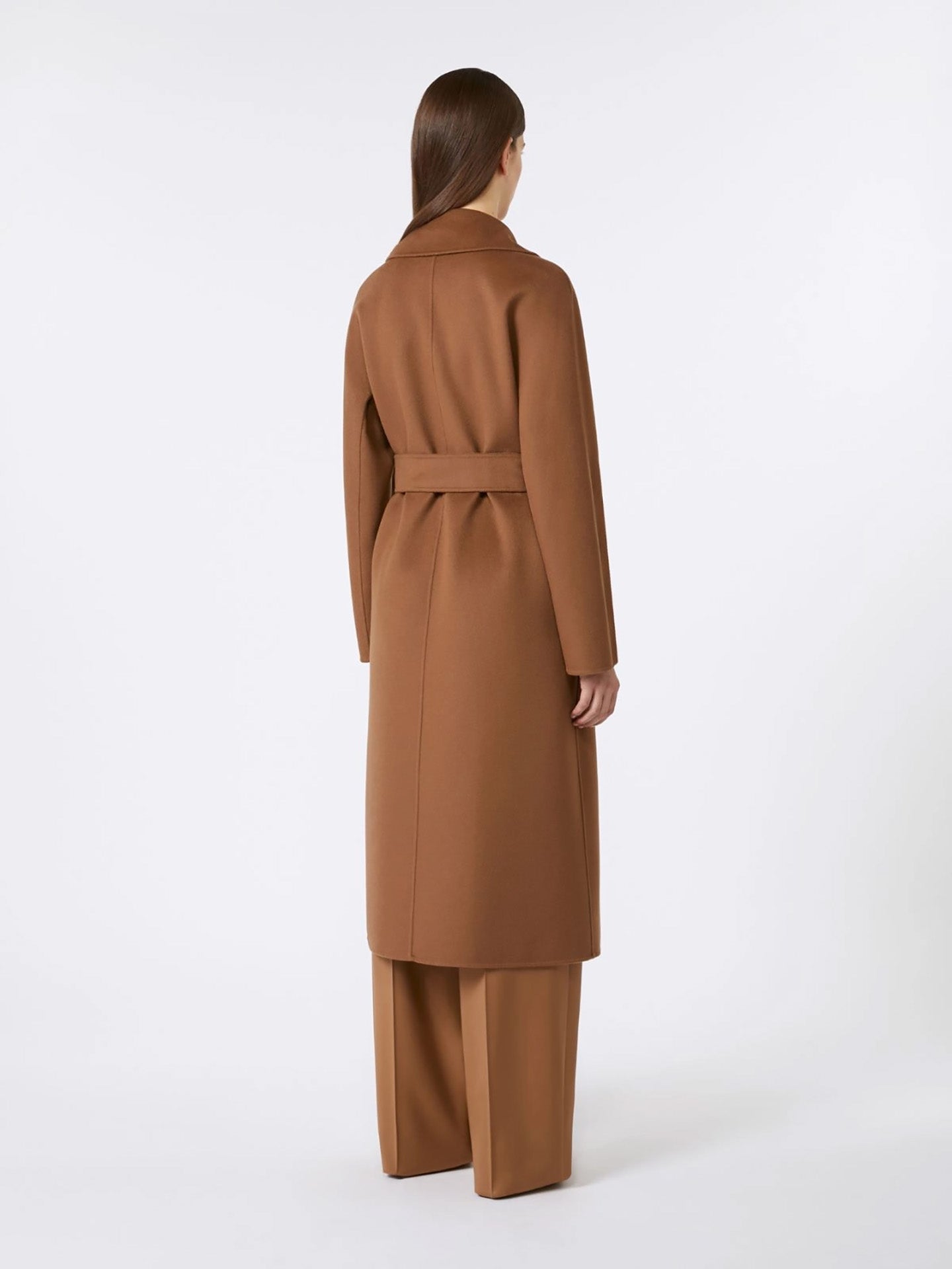 Wool-silk wrap coat, camel