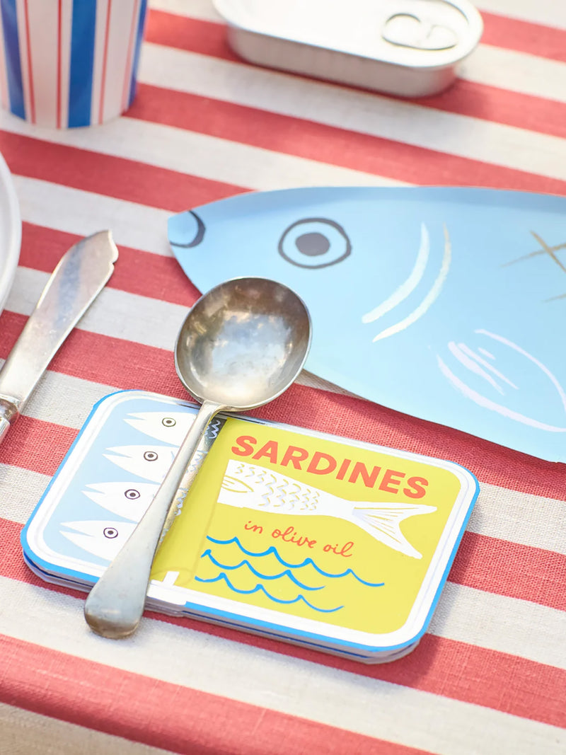 Tinned sardine can shaped napkins