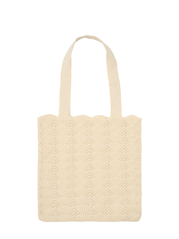 Shelly lace knit bag, ivory