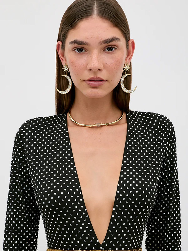 Amalia dress crystal embellishment, black
