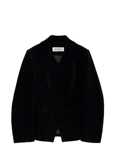 Classic fitted velvet blazer, black