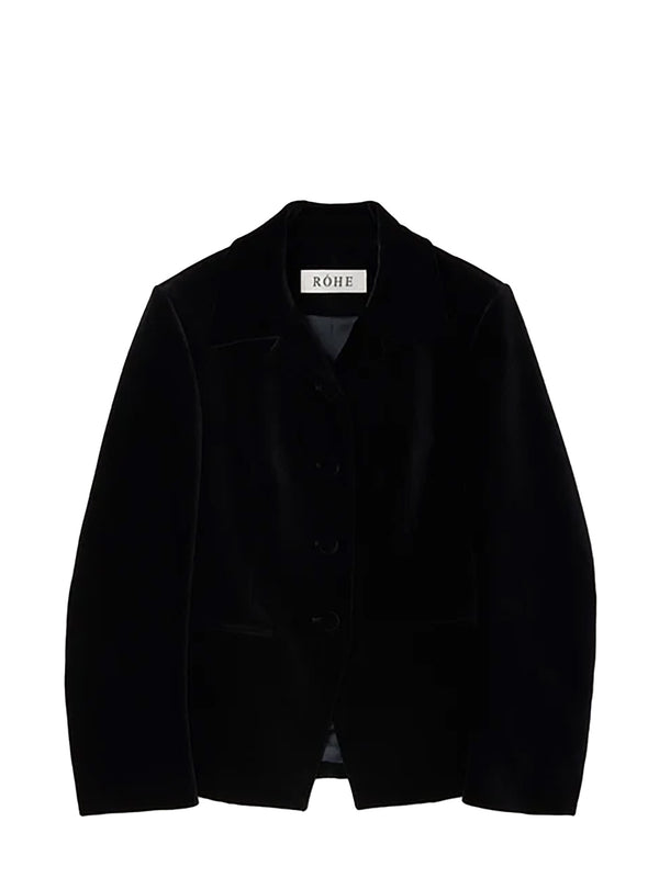 Classic fitted velvet blazer, black