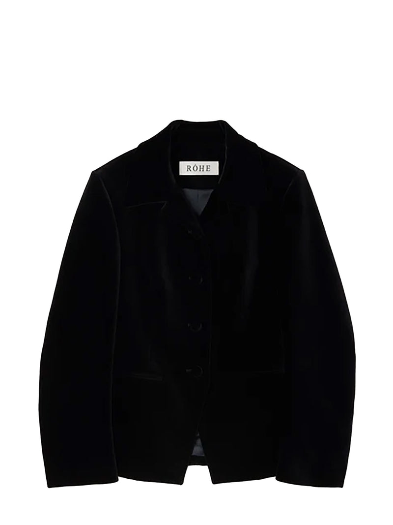 Classic fitted velvet blazer, black
