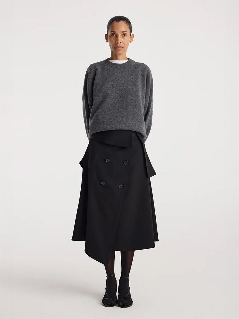 Deconstructed trench skirt, black