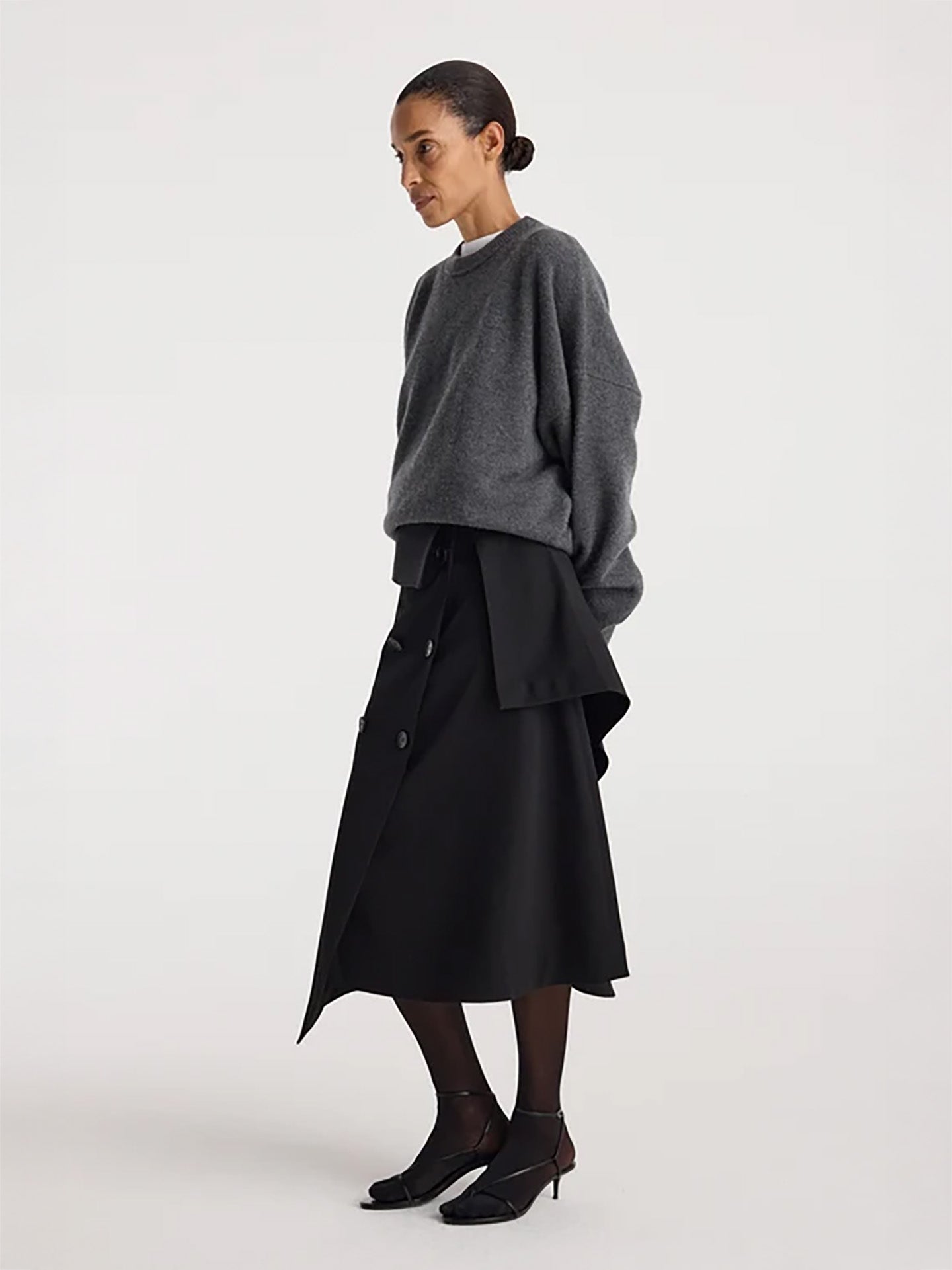 Deconstructed trench skirt, black