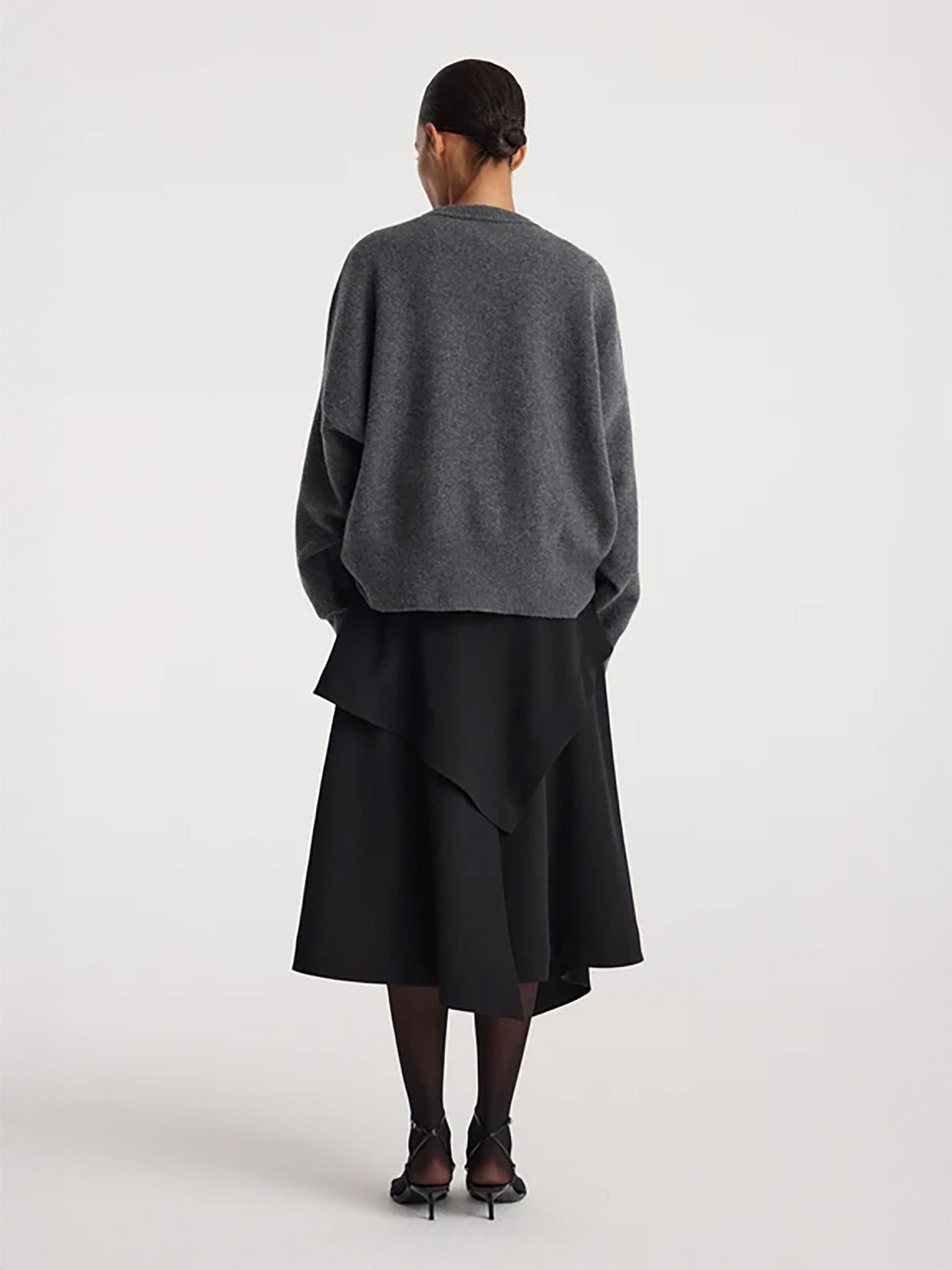 Deconstructed trench skirt, black